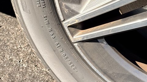 Driver door label with the tire size and load information — the placard every tire decision starts from