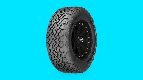 General Grabber A/TX all-terrain tire on an arctic cyan background