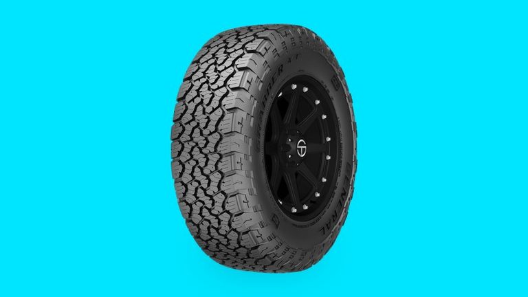 General Grabber A/TX all-terrain tire on an arctic cyan background
