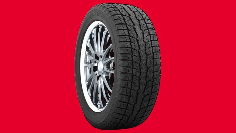 Toyo Observe GSi-6 winter tire on a crimson background